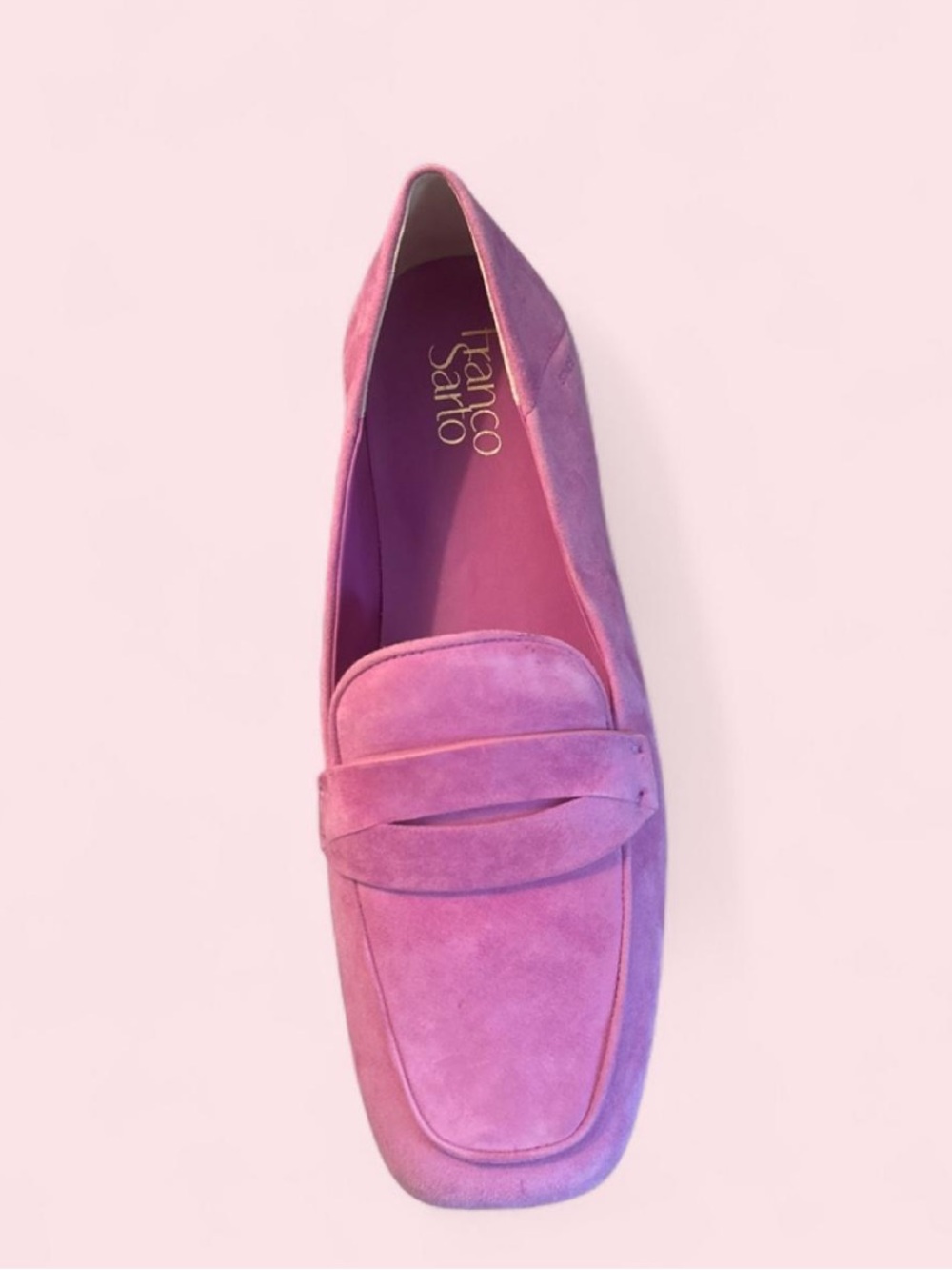 Franco Sarto Pink Suede Penny Loafers — Vibrant Pink Driving Shoes